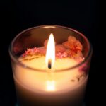 elegant artisan candle with floral accents
